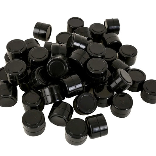 Lot de 5 boîtes rondes en silicone noir pur de 2 ml / 3 ml pour le stockage d’huile, résistantes à la chaleur, contenants hermétiques, ustensiles de cuisine, accessoires pour fumeur.📦