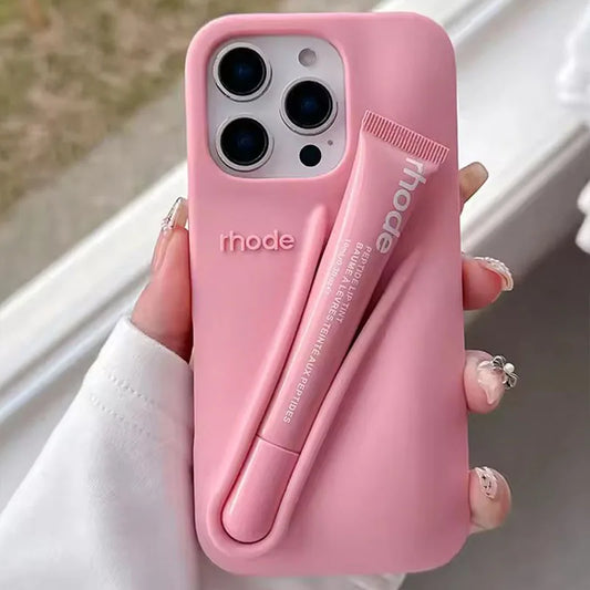 Ribbon Toast Espresso Lemontini Lip Gloss Phone Case for iPhone 17 Air 12 13 14 15 16 Pro Max Plus Lipstick Solid Colour Cover