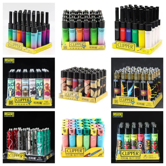 CLIPPER Grinding Wheel Original Butane Gas Lighter Interesting Personality Pattern Refillable Lighters Use Collection 24 pieces